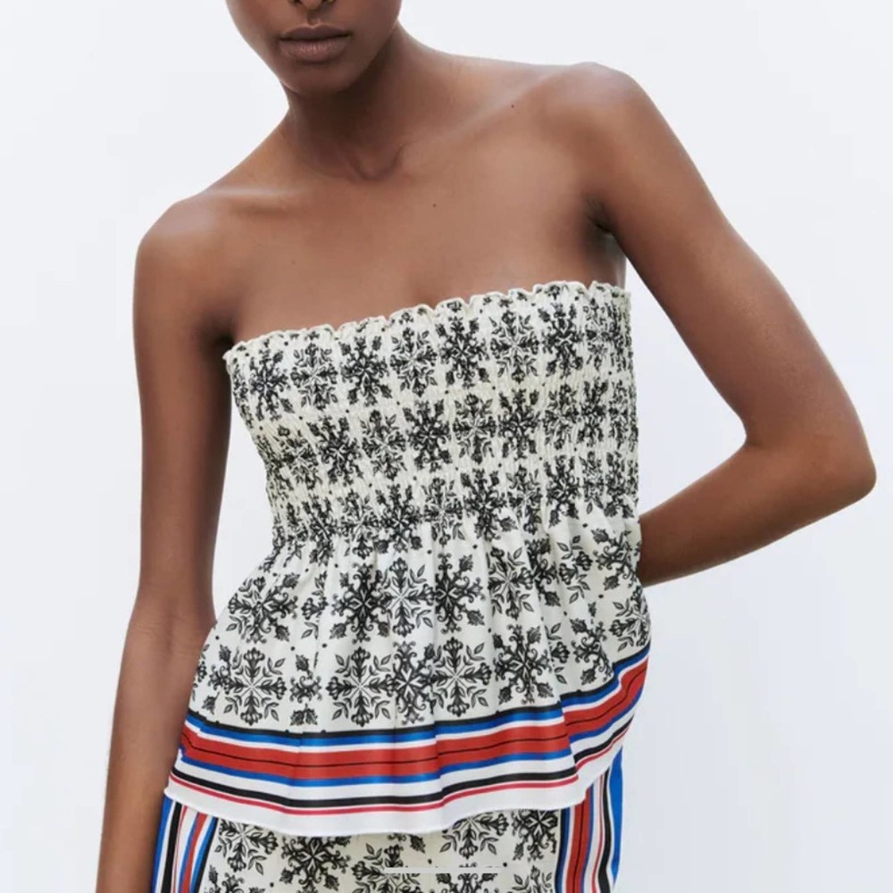 Zara Printed Tube Top Size Small